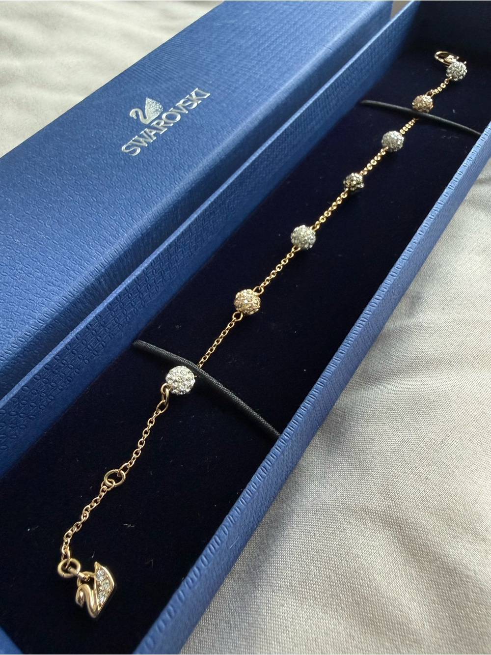 Swarovski Gold Chain Blow Bracelet with Multicolor Crystal Pavé Spheres